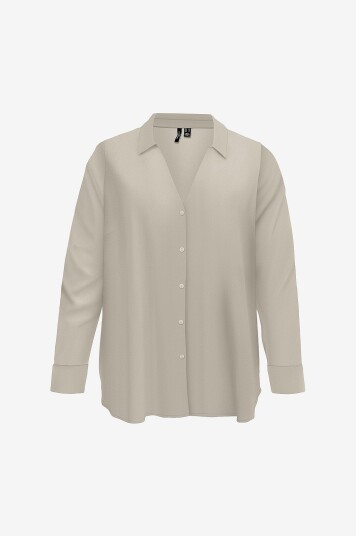 Vero Moda Curve   Skjorte vmcMymilo L/S V neck Wvn GA C   Grå