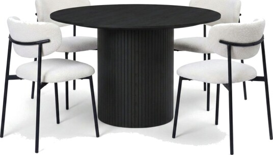Kopparbo spisegruppe rund 110 cm svart med 4 Lucy spisestoler Svart Kopparbo spisegruppe rund 110 cm svart med 4 Lucy spisestoler Svart