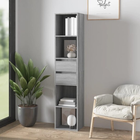 vidaXL Bokhylle gr? sonoma 36x30x171 cm konstruert tre