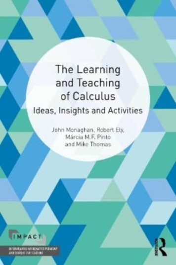 The Learning And Teaching Of Calculus Av John Monaghan, Robert Ely, Marcia M.F. Pinto, Mike Thomas