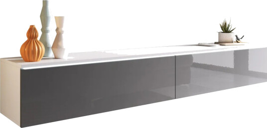 Kanak TV-benk 180 cm - Hvit / Grå Kanak TV-benk 180 cm - Hvit / Grå