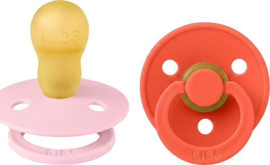 BIBS Colour Smokker Str. 3 Rund 2-pack Baby Pink/Tango BIBS 18+md Smokk Rosa Rød