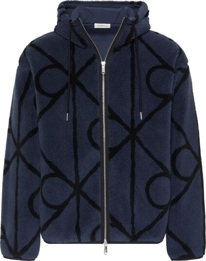 Calvin Klein Jeans Ls Emblem Sherpa Funnel Neck Fz - BLUE NIGHTS - L