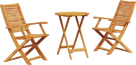 vidaXL Sammenleggbart Bistrosett 3 pcs Brun Solid akasietre