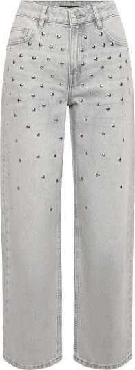Mango Mid Rise Studded Jeans Grey 38