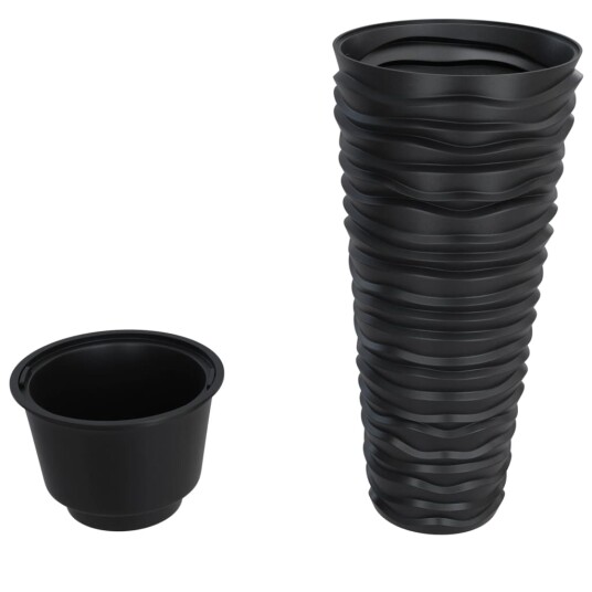 vidaXL Plantekasse med avtakbar potte antrasitt 18 / 45 L PP rillet