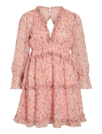 Vila Vijasmine L/S V Neck Short Dress/Dc/Ka Pink 40 Vila Vijasmine L/S V Neck Short Dress/Dc/Ka Pink 40