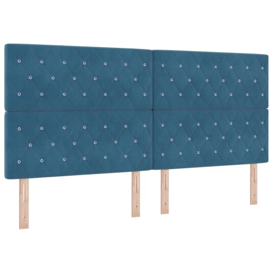  Box Spring Seng med Madrass & Benk Mørk Blå 200x200 cm Fløyel