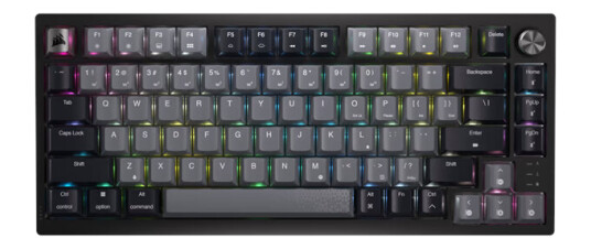 Corsair K65 Plus Wireless 75% - MLX Red - Gamingtastatur - Uten numpad - Amerikansk Engelsk - Svart
