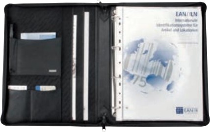 Alassio Ringperm "Monza" A4 Nappaskinn Svart Avtagbar Ringmekanisme 2 Din A4 Lommer 30010