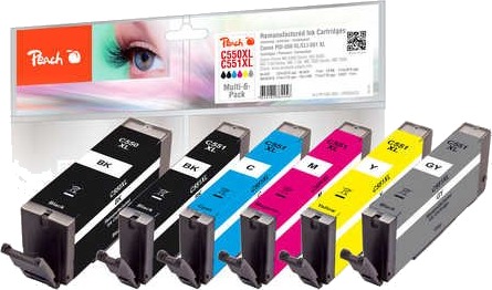 Peach 320523, Høyt (Xl) Utbytte, Sort, Cyan, Grå, Fiolblå, Gult, 22 Ml, 11 Ml, 6 Stykker, Multipakke