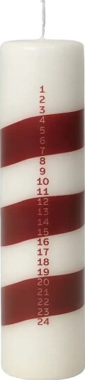 Broste Copenhagen Linea Calendar Candle OFF WHITE/BURGUNDY H20 cm