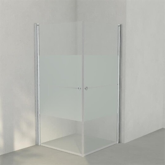 INR Iconic Nordic Rooms Dusjhjørne Linc Angel Original, Frostet/stripe Glass Matt Aluminium / 100x100cm Stripe