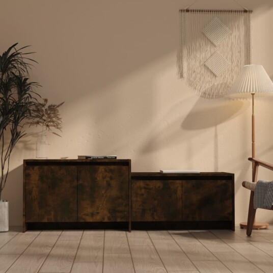 vidaXL TV-benk røkt eik 146,5x35x50 cm konstruert tre