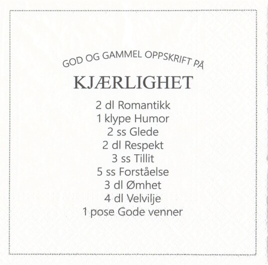 Serviett lunsj 20 stk Kjærlighet oppskr.