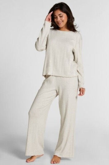 Hunkemöller Pyjama Pant Loose Pointelle Grå