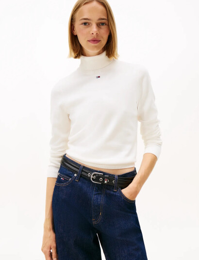 Tommy Jeans Tjw Essential Trtlnk Sweater - White - L