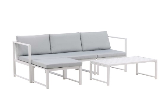 Venture Design Salvador sofagruppe Hvit med grå pute 2 hjørner midtdel krakk & bord 103x55 cm Hvit