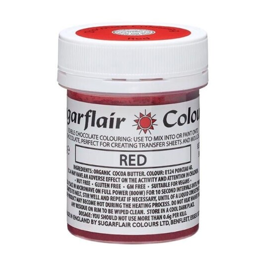 Sugarflair Sjokoladefarge Rød 35g 