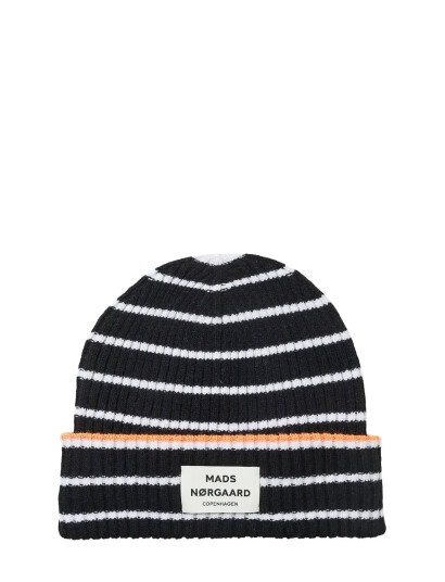 Mads Nørgaard Yota Anju Stripe Beanie - Black - ONE SIZE Mads Nørgaard Yota Anju Stripe Beanie - Black - ONE SIZE