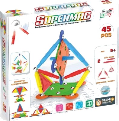 Supermag Projects Multicolor Magnetisk Byggesett 5+ År 45 Deler