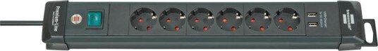 Brennenstuhl Grenuttak 6 veis med USB 3 m kabel H05VV F3G1.5 Brennenstuhl Grenuttak 6 veis med USB 3 m kabel H05VV F3G1.5