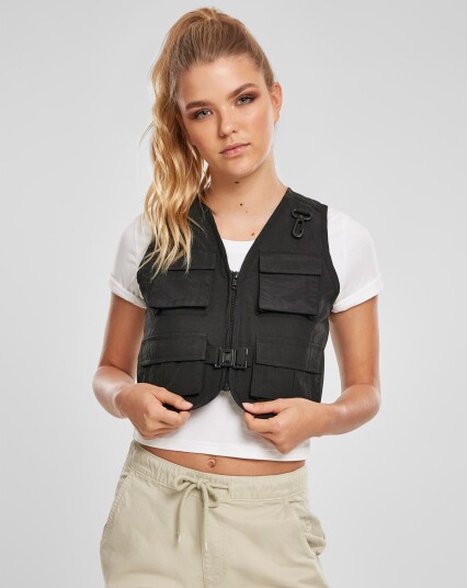 Urban Classics kort taktisk vest for kvinner, svart Svart