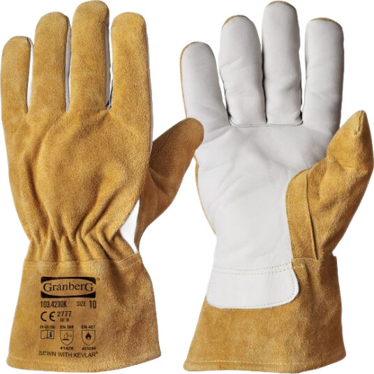Granberg 4230K Termisk resistente hanske i oksehud, 6 Par