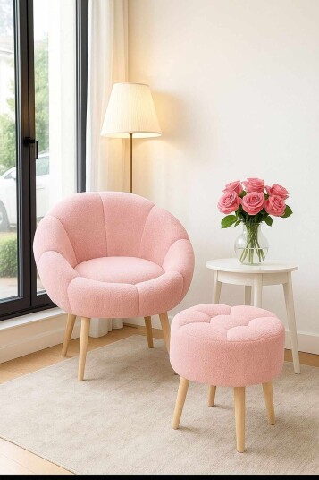Wing Chair & Pouffe Set (2 Pieces) Atelier Del Sofa -