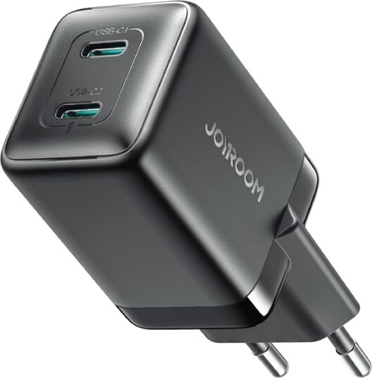 Joyroom JR-TCG17 Dobbel USB-C GaN-lader 45W Svart
