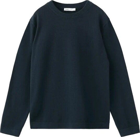 Mango 100% Cotton Fine Knit Sweater Navy 7 8