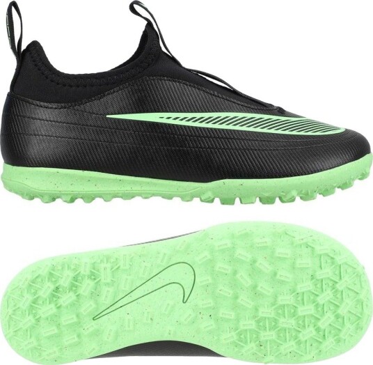 Nike Mercurial Vapor 17 Club Laceless Tf Shadow   Svart/illusion Green Barn   Turf (Tf) størrelse 31½