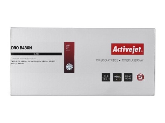 Activejet Dro-B430an Printer Oki Black Kompatibel Oki Oki: B410d B410dn B430d B430dn B440dn Mb460 Mb470 Mb480. 1 Stykker 25000 Sider Laserutskrift