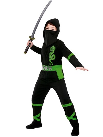 Wicked Costumes Ltd Power Ninja Grønn / Sort 8 10 år