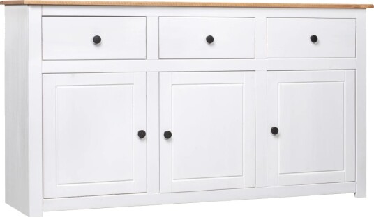 vidaXL Skjenk hvit 135x40x80 cm heltre furu Panama Range