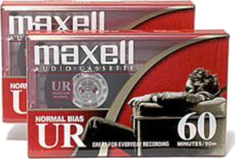 Kassettrekvisita Opptakskassett 2 x Maxell UR60 Audio Cassette Kassett
