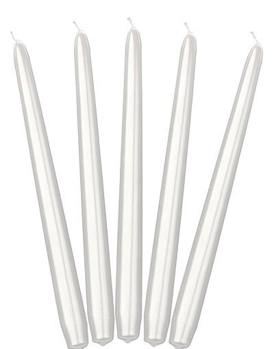 10 stk Perlehvite Kronelys 24 cm