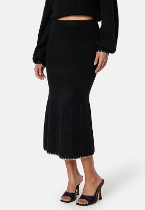 BUBBLEROOM Contrast Edge Knitted Skirt Black XL