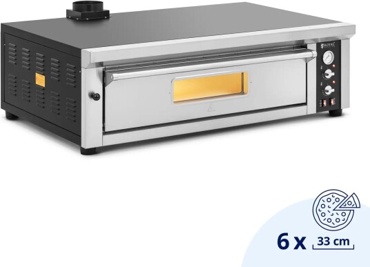 Elektrisk pizzaovn - 6 x 33 cm - 1 kammer - 6600 W - 400 V - ildleirestein - Royal Catering RCPO-1008-N
