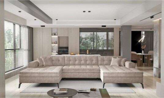 Hjørnesofa Eltap Vertizo 350x170x93 cm Leve 18 Beige Symmetrisk
