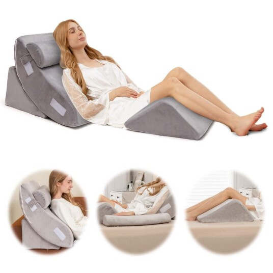 Kileputesett 4 delers seng Kilepute Postoperativ Memory Foam Putesett Grå
