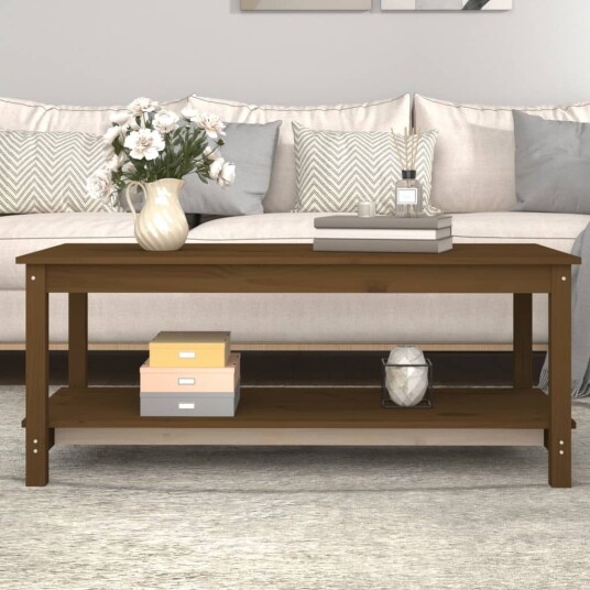 vidaXL Salongbord honningbrun 110x55x45 cm heltre furu vidaXL Salongbord honningbrun 110x55x45 cm heltre furu