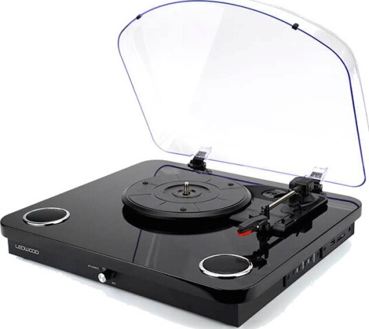 Ledwood Round 300 Platespiller med Bluetooth Svart Ledwood Round 300 Platespiller med Bluetooth Svart