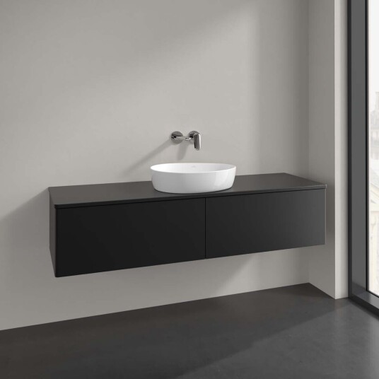 Villeroy & Boch Antao Servantskap med 2 skuffer 160x50x36 cm m/lys Sort Matt Villeroy & Boch Antao Servantskap med 2 skuffer 160x50x36 cm m/lys Sort Matt
