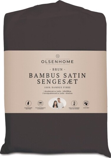 Olsen Home Bambus Sateng Sengetøy - 140x200cm, 60x63cm - Brun