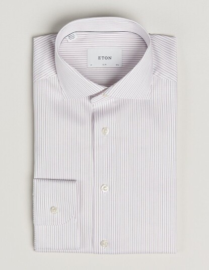 Eton Slim Fit Fine Twill Striped Shirt Orange