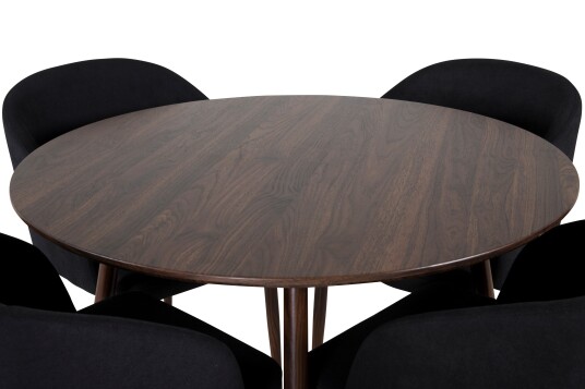 Venture Home Plaza Spisegruppe 100 cm Rund med 4 Arch Stoler Sort