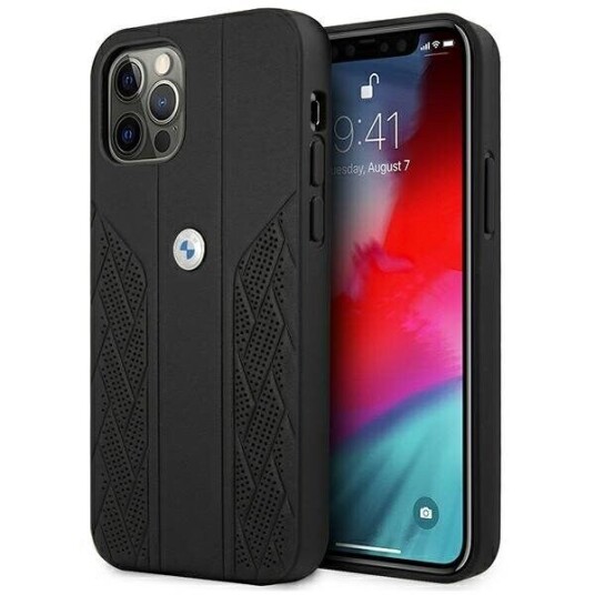 BMW iPhone 12 Pro Max Hardcase Lær Deksel Svart Curve Perforert