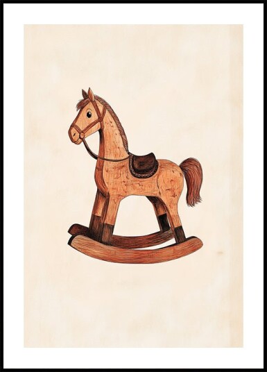 Vintage Rocking Horse Wooden Toy Plakat Plakat / 70x100cm