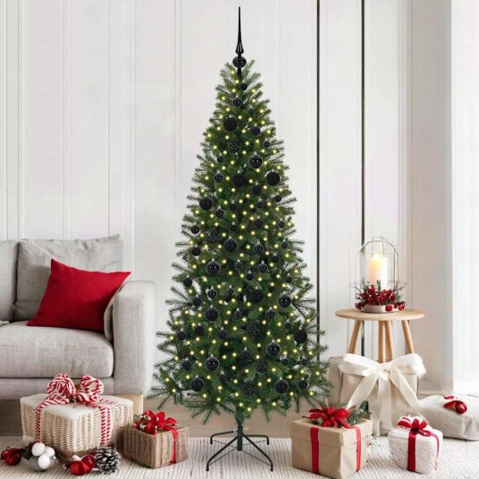  Kunstig juletre med 300 LED med stativ grønn 180 cm PE og PVC